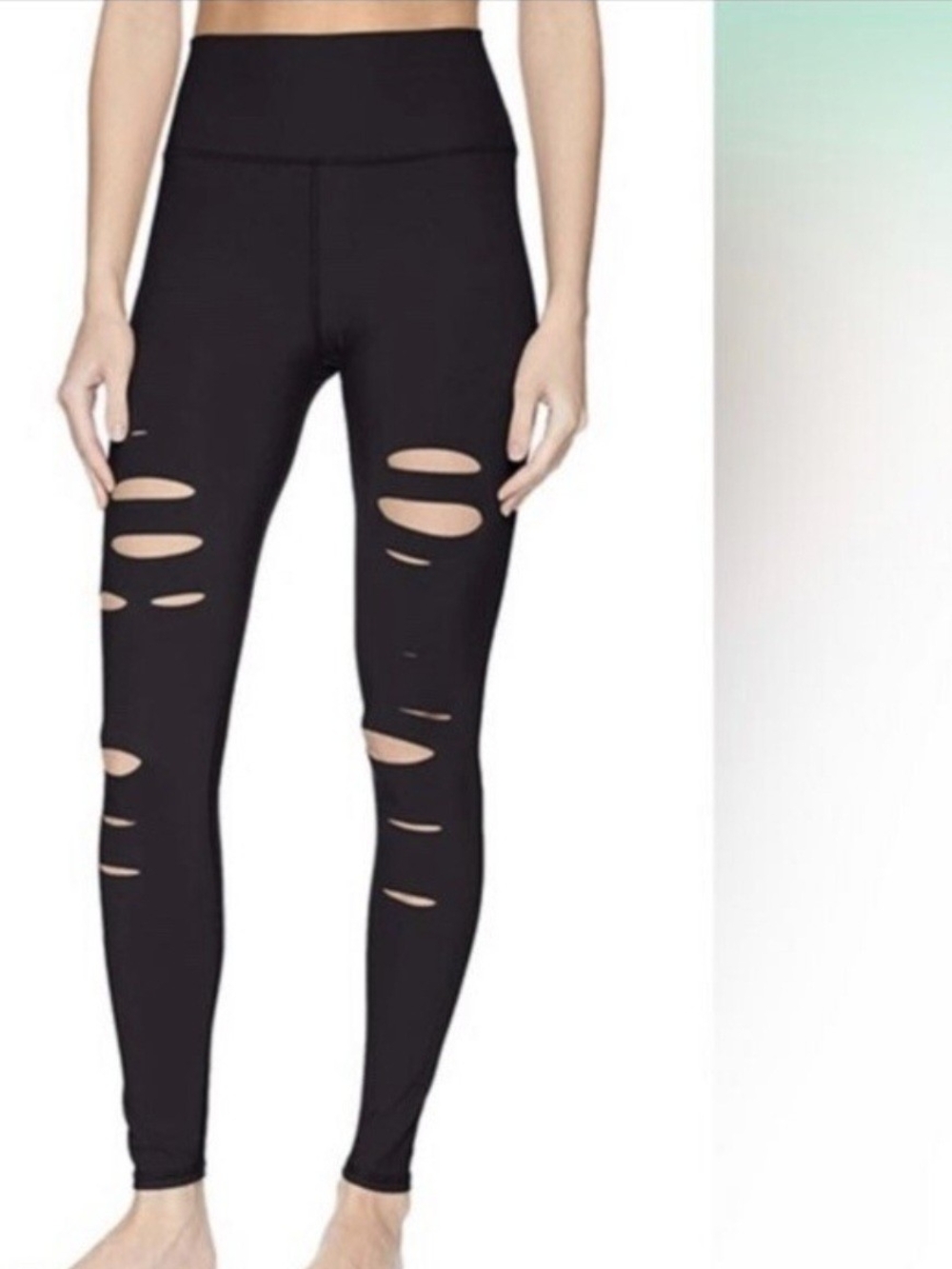 ALO Yoga🛍 Black Distressed High-Waist Leggings